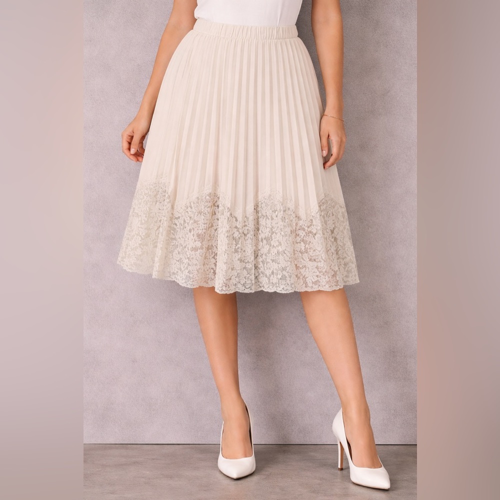 Nanette Lepore Cream Lace A-Line Skirt